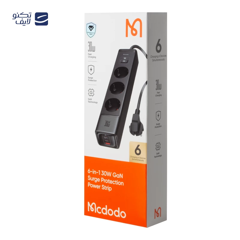 محافظ و چندراهی برق مک دودو مدل Surge Protection Power Strip 6 in 1 CH-062