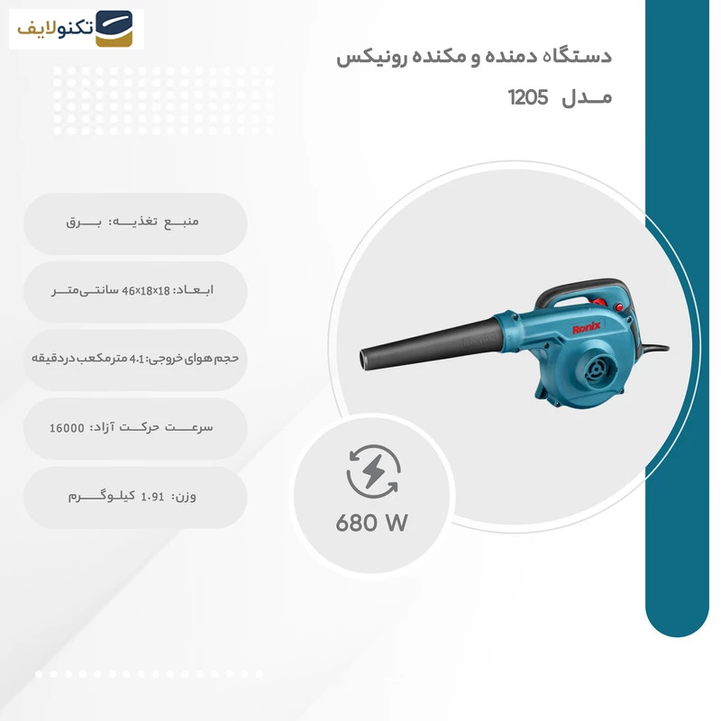 دستگاه دمنده و مکنده رونیکس مدل 1205 تصویر ۲
