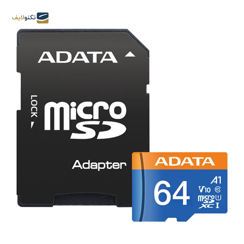 کارت حافظه microSDXC ای دیتا مدل Premier V10 A1 کلاس 10 استاندارد UHS-I سرعت 100MBps ظرفیت 64 گیگابایت به همراه آداپتور تصویر ۲