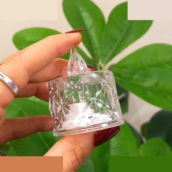 شمع ال ای دی مدل کریستالی شفاف طرح Diamond مجموعه 2 عددی