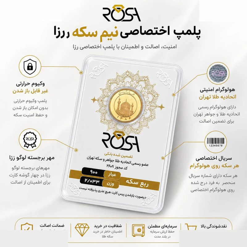 نیم سکه طلا بهار آزادی سال ضرب 1386 - رزا