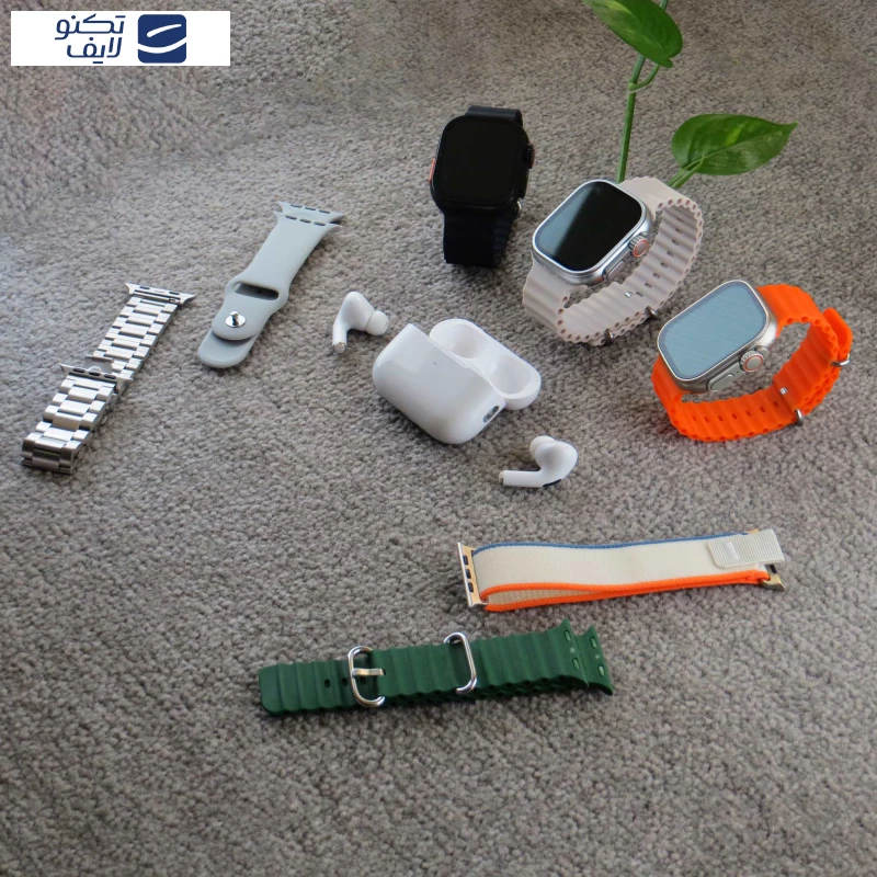 ساعت هوشمند ورنا مدل W49 ultra به همراه هفت بند و هندزفری ایرپاد پرو تصویر ۳