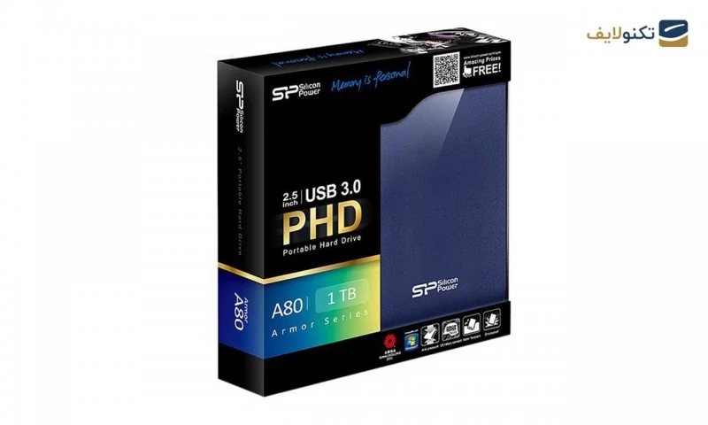 هارد اکسترنال سیلیکون پاور مدل Armor A80 ظرفیت 1 ترابایت تصویر ۳