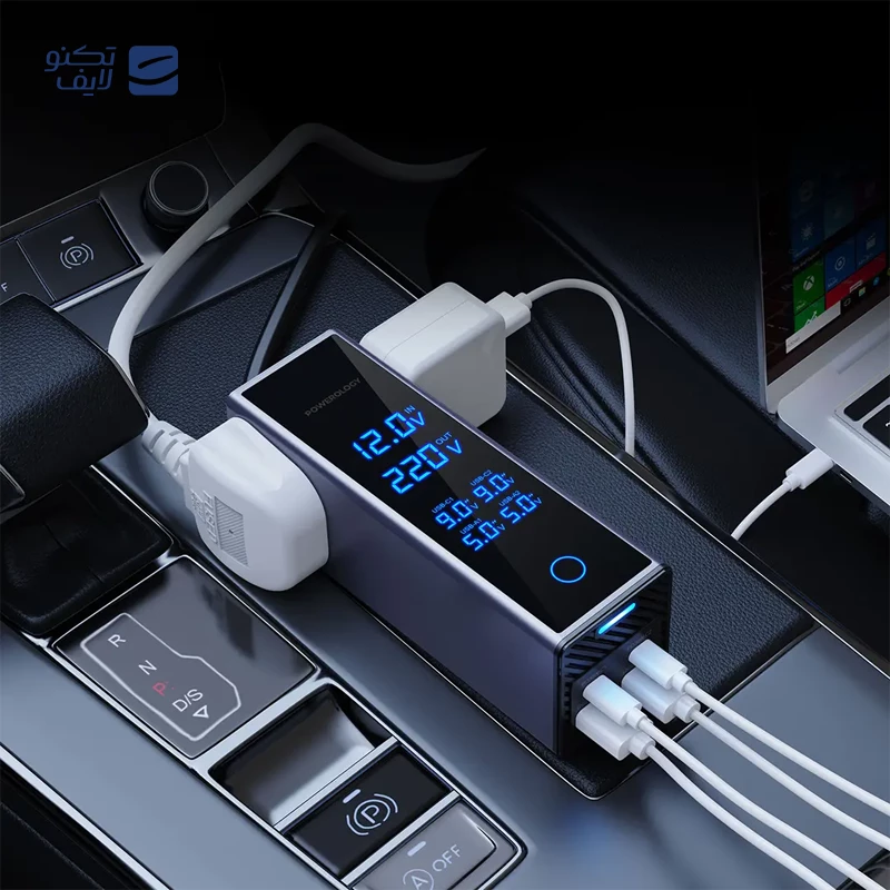 اینورتر خودرو پاورولوجی مدل Powerology 2×AC Socket PWCUQC044 تصویر ۳