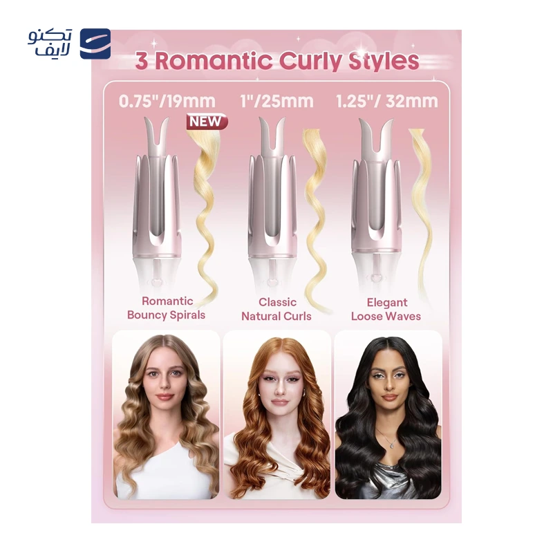 فر کننده مو شیگلم مدل Cupid's Charm One-Touch سایز 25 میلی متر تصویر ۳