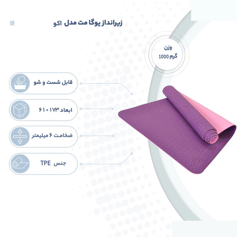 زیرانداز یوگا مت مدل اکو ضخامت 8 میلی متر تصویر ۳