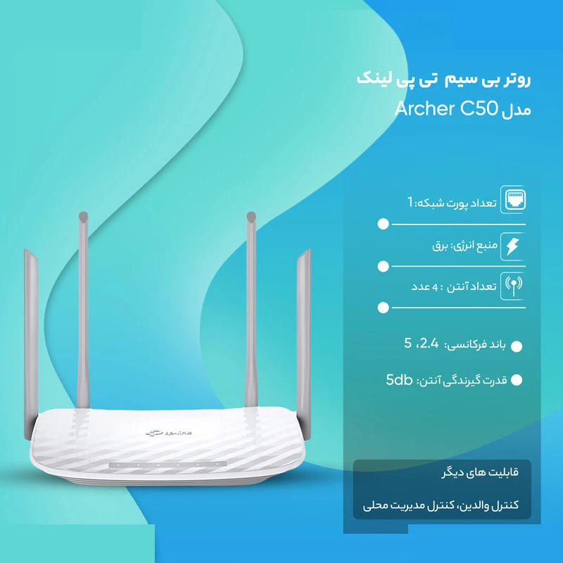 روتر بی سیم تی پی-لینک مدل Archer C50 تصویر ۳