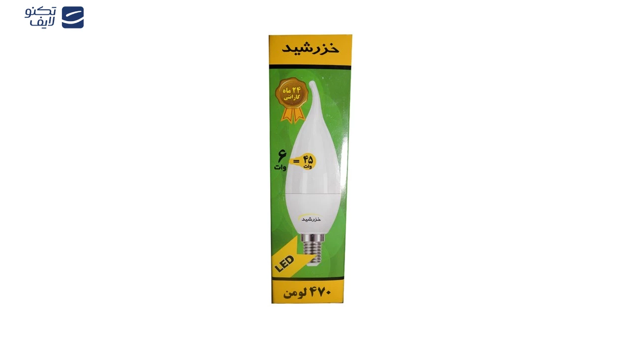 لامپ ال ای دی 6 وات شمعی اشکی خزرشید لنز ستاره ای تصویر ۵