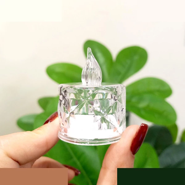 شمع ال ای دی مدل کریستالی شفاف طرح Diamond مجموعه 2 عددی تصویر ۵